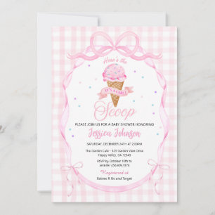 Invitation Fille à glace Coquette Baby Shower Rose