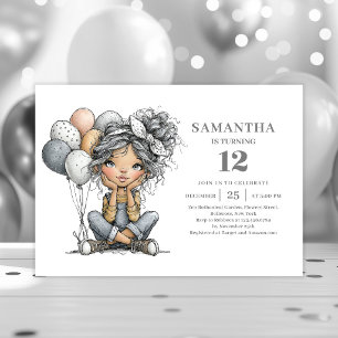 Invitation Fille à l'humour fantaisiste 10ème Anniversaire Ch