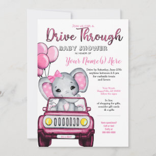 Invitation Fille à travers le Baby shower éléphant dans la vo