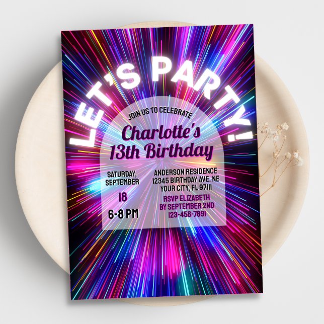 Invitation Fille Ado brillante rose rose brillant Non rose (Créateur téléchargé)