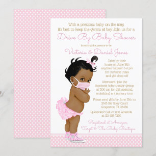 Invitation Fille Africaine Bébé Avec Masque Drive By Baby Sho