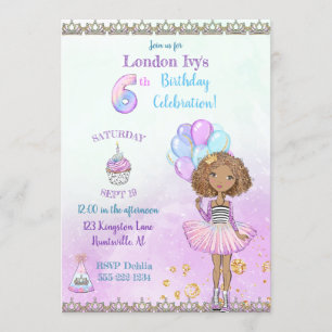 Invitation Fille afro-américaine pour son 6ème anniversaire p