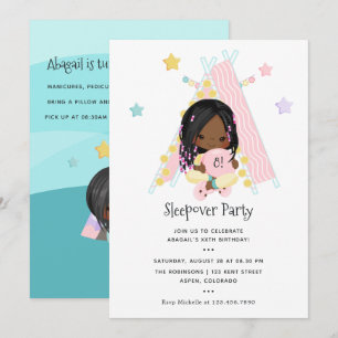 Invitation Fille afro-américaine tresse anniversaire soirée p