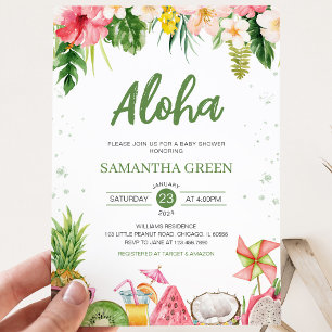 Invitation Fille Aloha Baby Shower Hawaïen