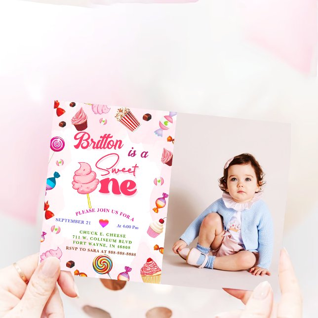 Invitation Fille Anniversaire Candy Sweet Une fête (Créateur téléchargé)