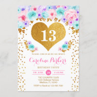 Fille Anniversaire - Gold Heart Turquoise violet r