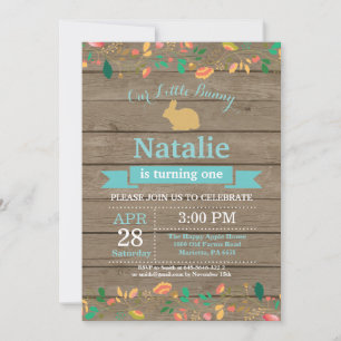 Invitation Fille anniversaire lapin oeuf de Pâques 1er Premie