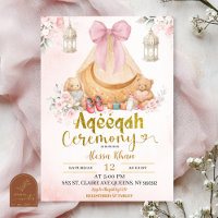 Invitation Fille Aqeeqah Florale à Ruban Rose