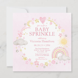 Invitation Fille Aquarelle Arc-en-ciel Baby Sprinkle