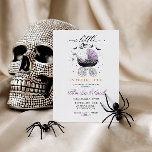 Invitation Fille Aquarelle Halloween Baby Shower Little Boo