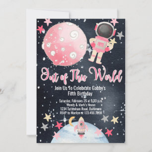 Invitation Fille Astronaute Espace Hors de ce Mond