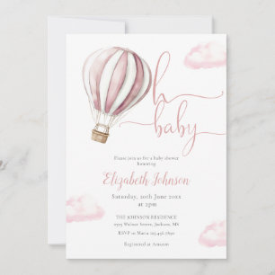 Invitation Fille au ballon à air chaud rose Tout en un Baby S