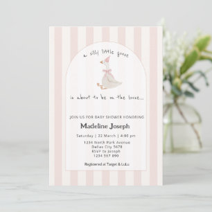 Invitation Fille au canard aquarelle rayures roses Baby Showe