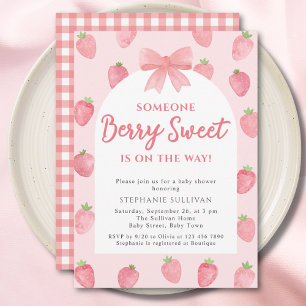 Invitation Fille au Fraise Très Sucrée Baby Shower
