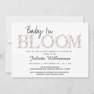 Invitation Fille au papillon floral Baby In Bloom Fête de nai