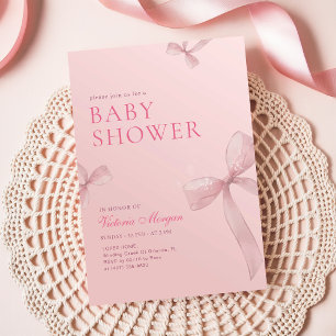 Invitation Fille au Ruban Rose Baby Shower