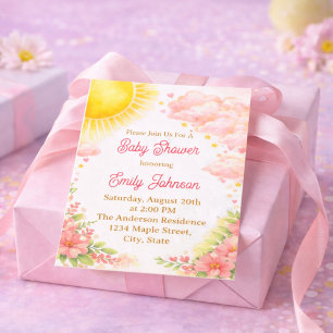 Invitation Fille au soleil aquarelle lueur dorée