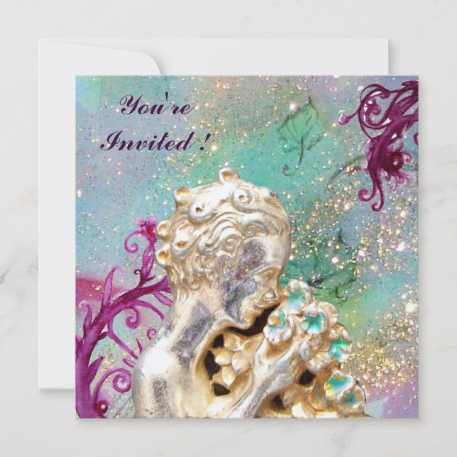 Invitation FILLE AUX FLEURS EN ÉTOILES D'OR ,Saphir Bleu (Devant)