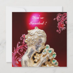 Invitation FILLE AUX FLEURS ,Rouge Bourgogne Rubis