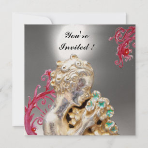 Invitation FILLE AUX FLEURS, Ruby Bourgogne Rouge, Blanc