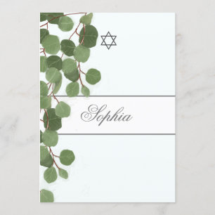 Invitation Fille Baby Naming Eucalyptus Juif hébreu