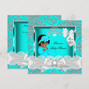 Invitation Fille Baby shower afro-américaine Turquoise