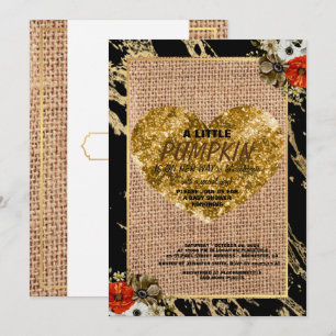 Invitation Fille Baby shower Automne Citrouille Rustique Burl