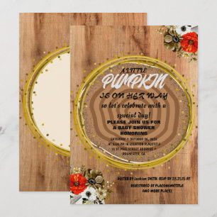 Invitation Fille Baby shower Automne Citrouille Rustique Burl