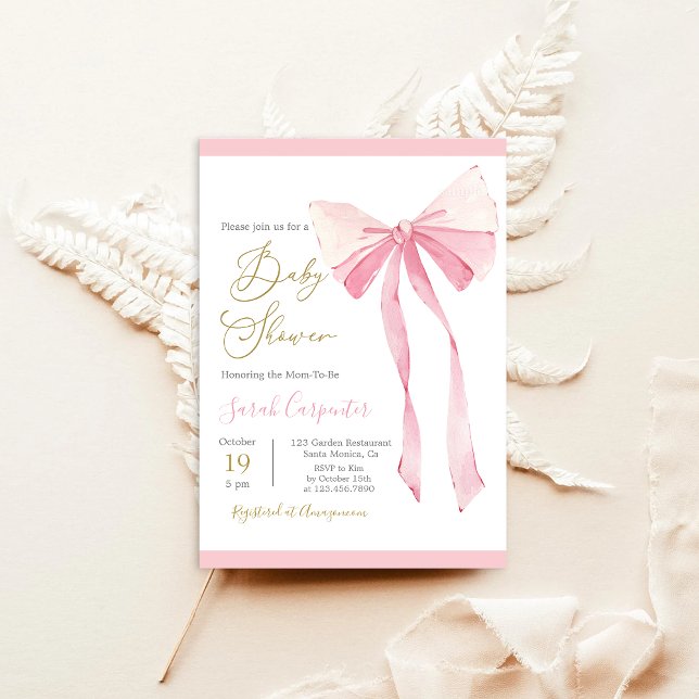 Invitation Fille Baby shower Bow (Créateur téléchargé)