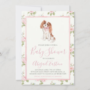 Invitation Fille Baby shower Cavalier Chien chiot