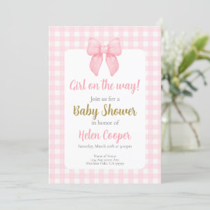 Invitation Fille Baby shower de la ceinture rose