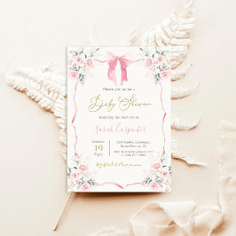Invitation Fille Baby shower de la ceinture rose