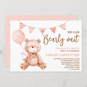Invitation Fille Baby shower de l'ours