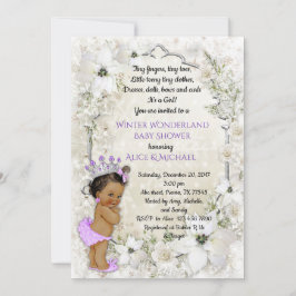 Invitation Fille Baby shower d'hiver, brune, Wonderland d'hiv