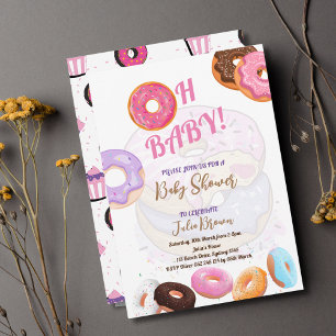 Invitation fille Baby shower Donut