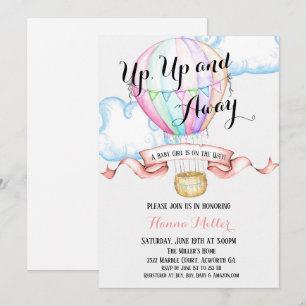Invitation Fille Baby Shower Montgolfière