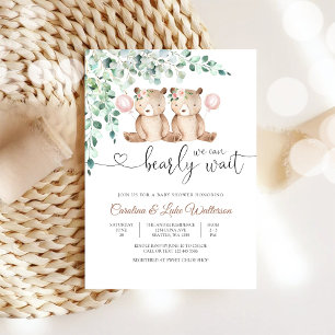 Invitation Fille Baby Shower Ours