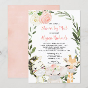Invitation Fille baby shower par mail Animaux avec masques