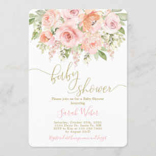 Invitation Fille baby shower rose et melon