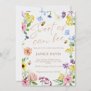 Invitation Fille Baby shower sucré comme peut être Floral