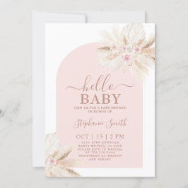 Invitation fille Baby shower tropical rose vif