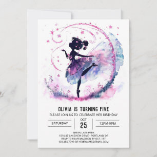 Invitation Fille Ballerina numérique Anniversaire