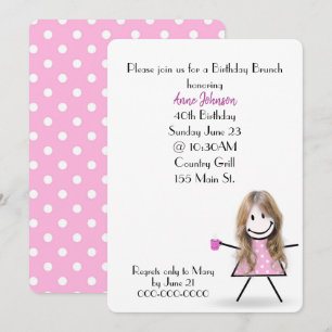 Invitation Fille bâton pour petit déjeuner 40 ans 