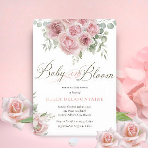 Invitation Fille bébé dans le Baby shower en fleurs