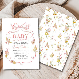 Invitation Fille bébé en fleur Coquette Bow Fleur sauvage dou