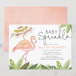 Invitation Fille bébé saupoudrer flamingo douche en or rose