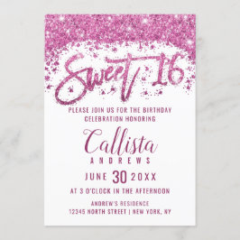 Invitation Fille blanche brillant rose Parties scintillant po