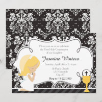 Fille blonde Première communion Damas