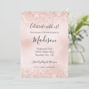 Invitation Fille Blush Rose Glitz Parties scintillant Étincel