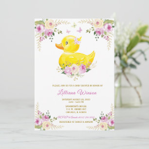 Invitation FILLE CANARD EN CAOUTCHOUC Baby Shower 